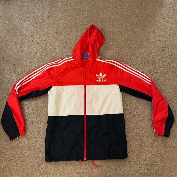 Adidas Windbreaker Red White and Blue Medium - Picture 1 of 4